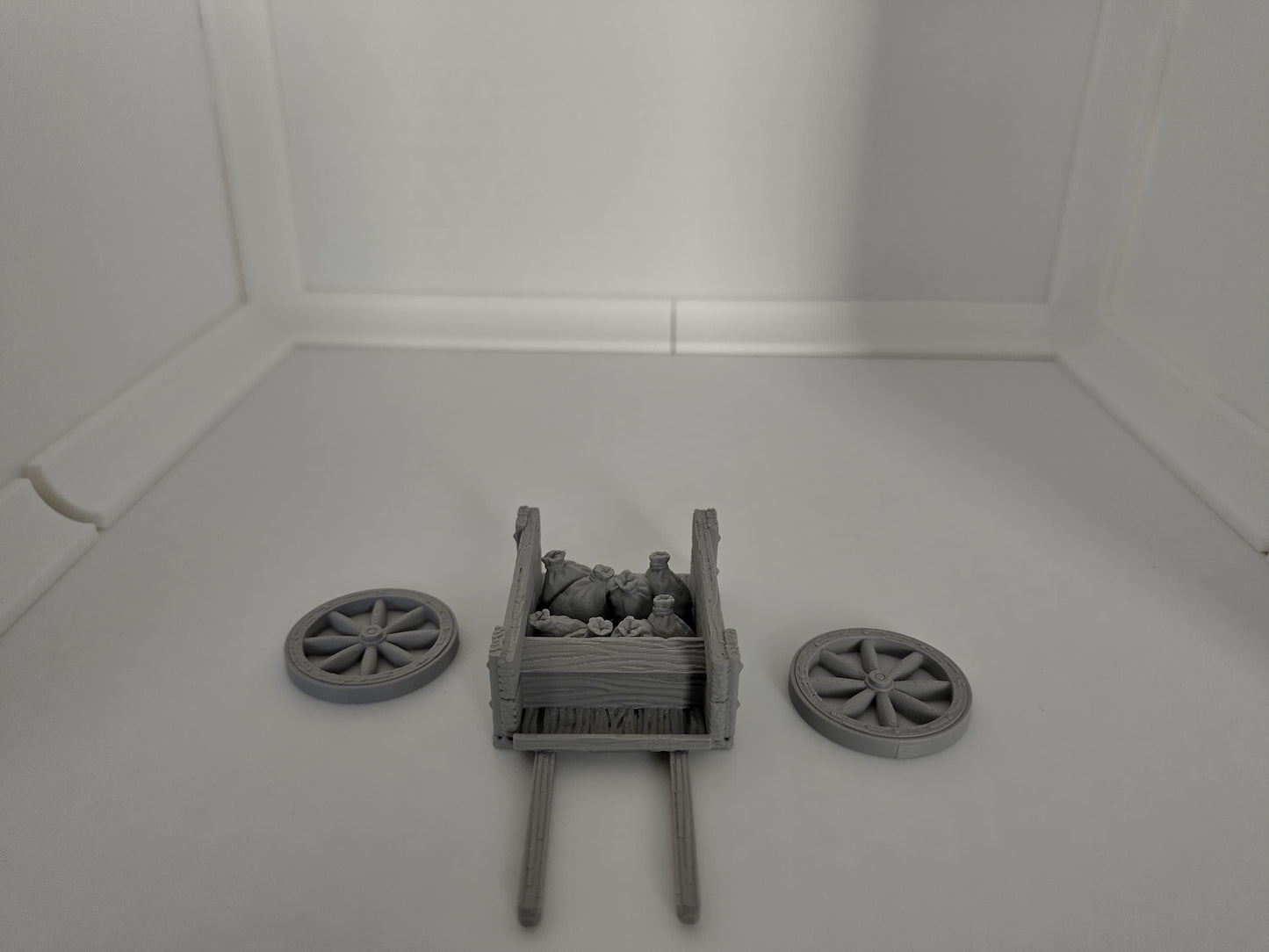 Miniature cart with 4 bundles of sacks | 3D printed terraing for tabeltop games & RPGs