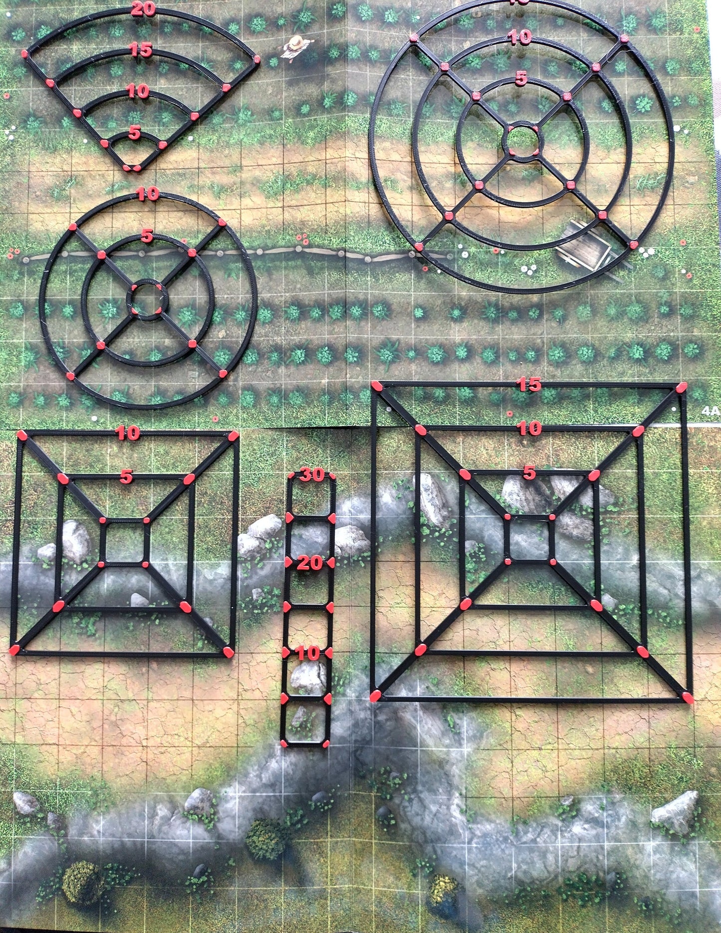 Area of effect spell templates, includes all 6 pieces | D&D