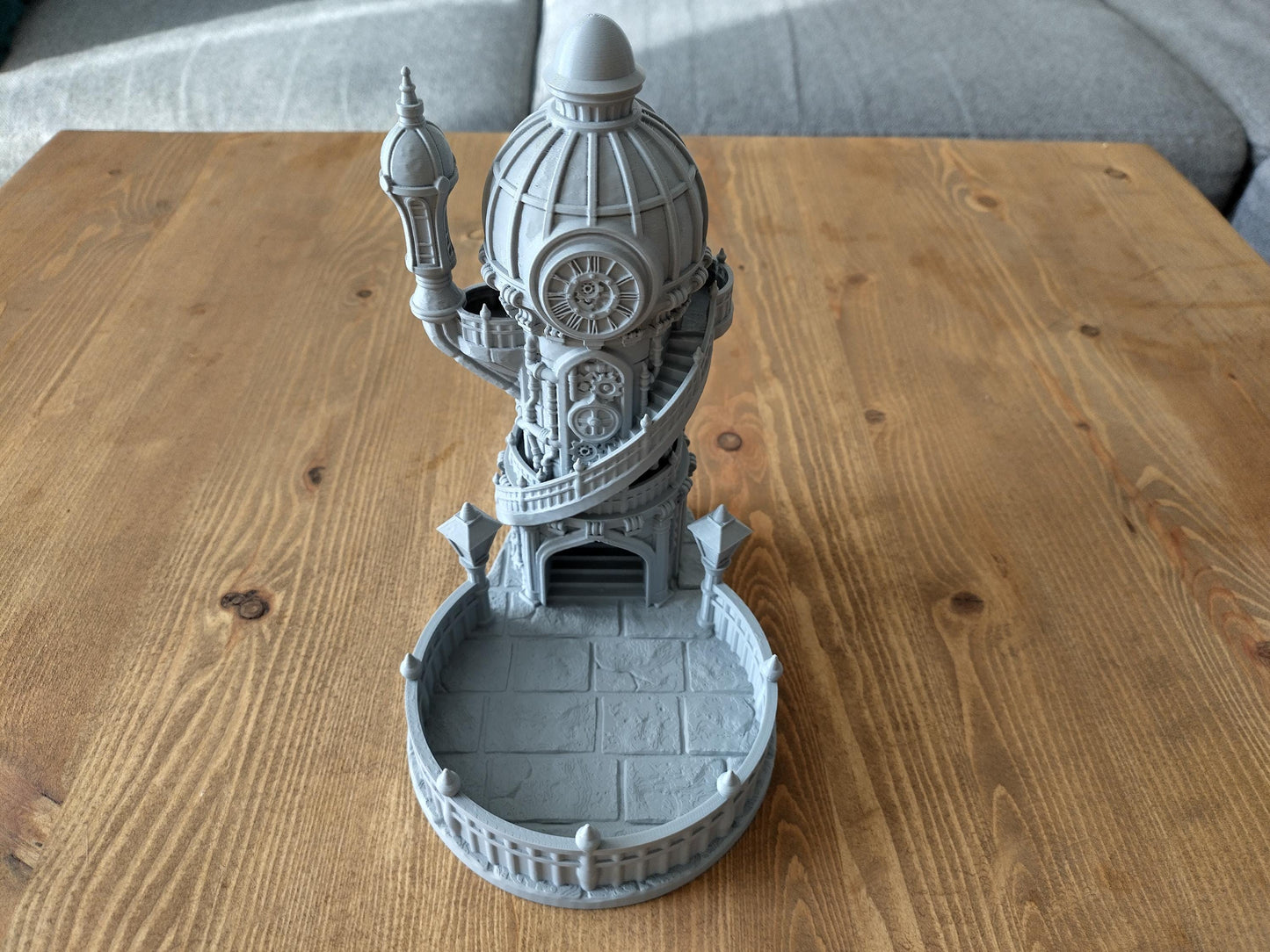 Mechanist's spire dice tower | Steampunk themed compact dice tower for TTRPGs like D&D | 3d printed accessory for tabletop games