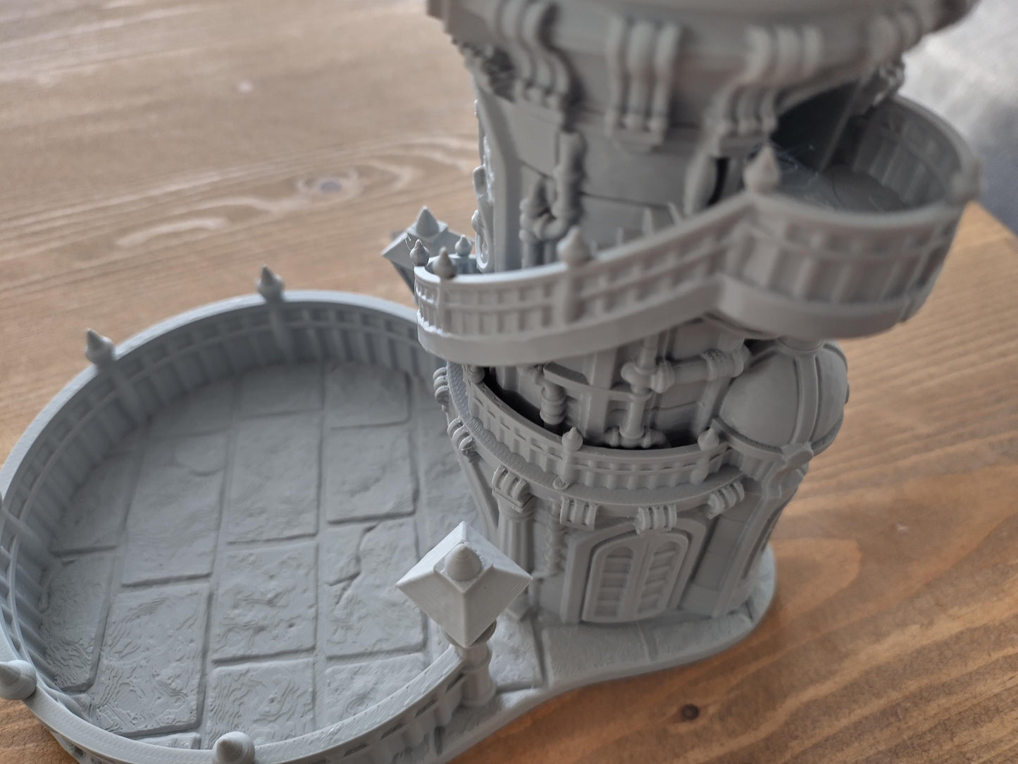 Mechanist's spire dice tower | Steampunk themed compact dice tower for TTRPGs like D&D | 3d printed accessory for tabletop games