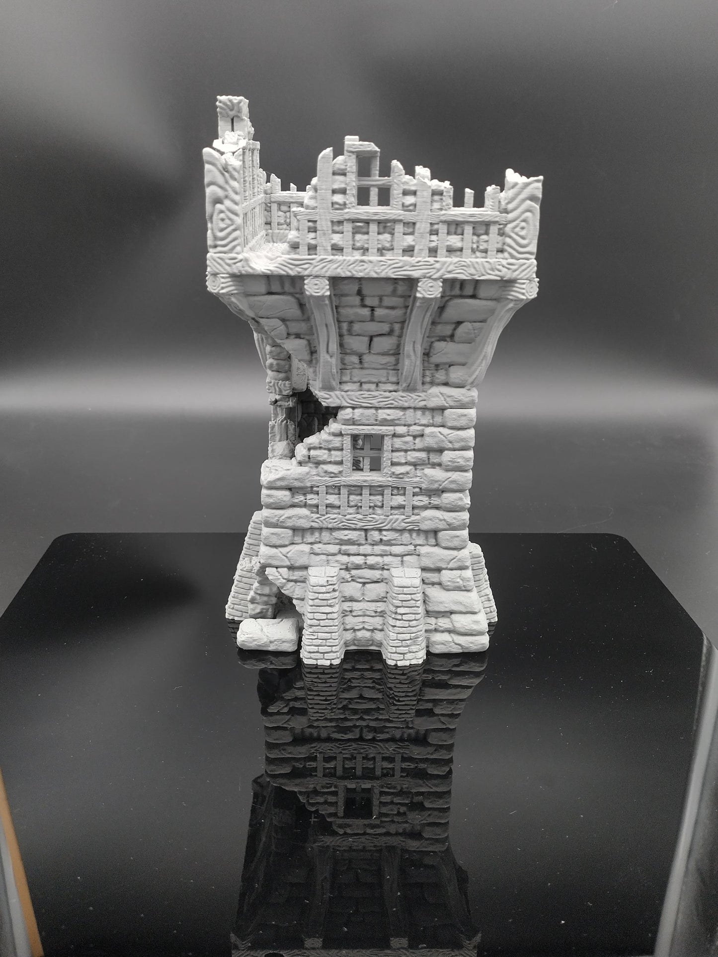 Ruined medieval tower house for 28mm scale with playable interior | 3D printed terrain | magnetisable | house 3 of the ruined village set