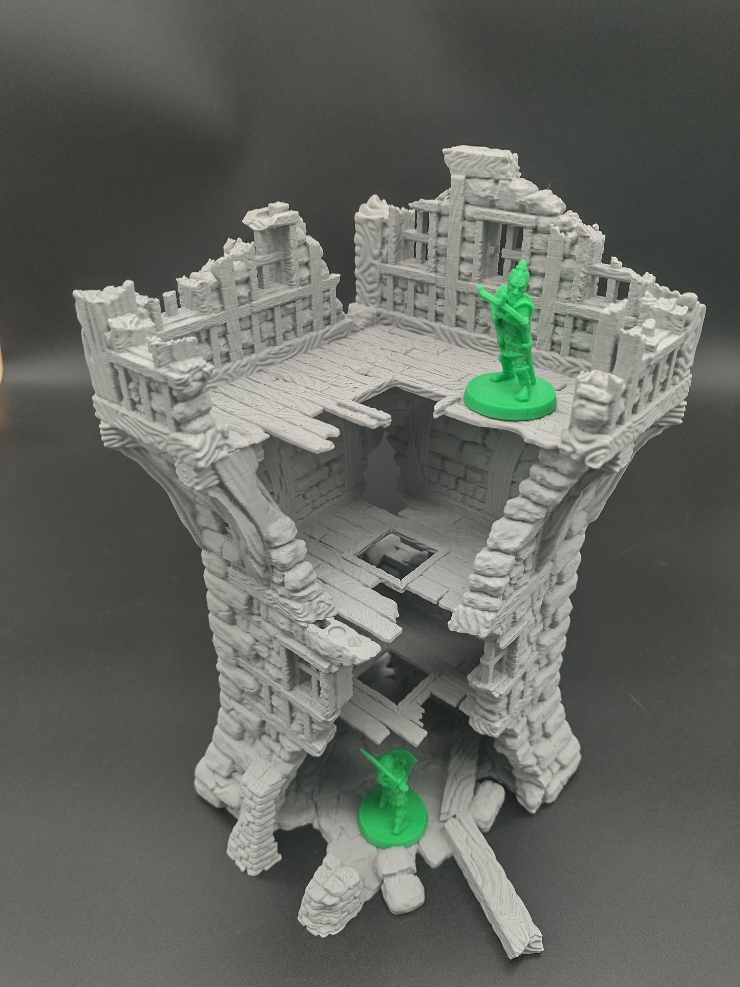 Ruined medieval tower house for 28mm scale with playable interior | 3D printed terrain | magnetisable | house 3 of the ruined village set