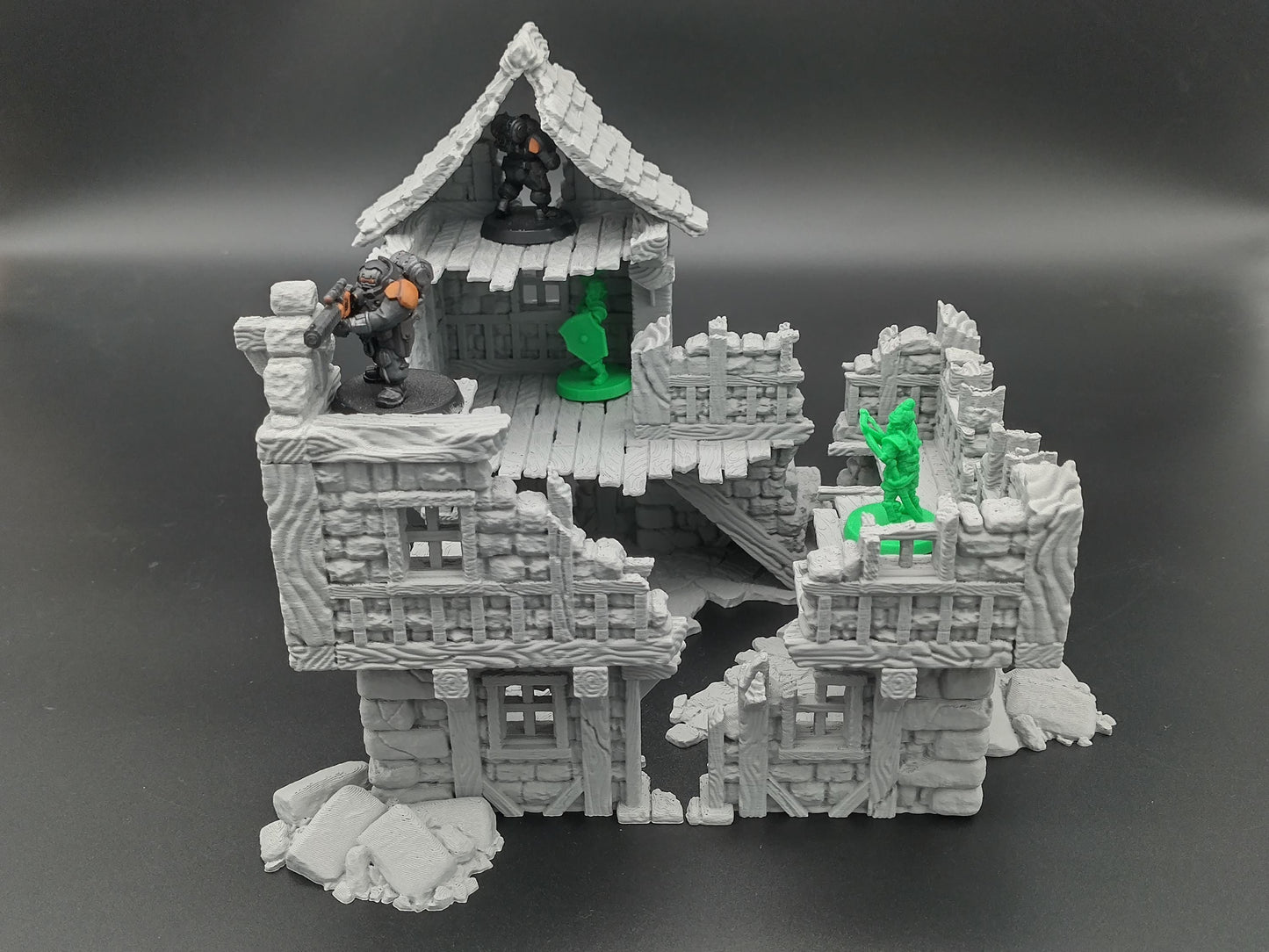 Ruined multi level house for 28mm scale with playable interior | 3D printed wargaming terrain | magnetisable | house 4 of the ruined village set