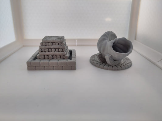 Alarm horn and pyre for 28mm tabletob games terrain