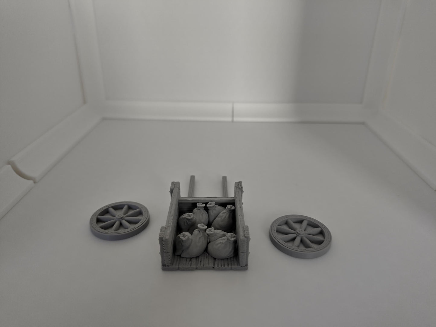 Miniature cart with 4 bundles of sacks | 3D printed terraing for tabeltop games & RPGs
