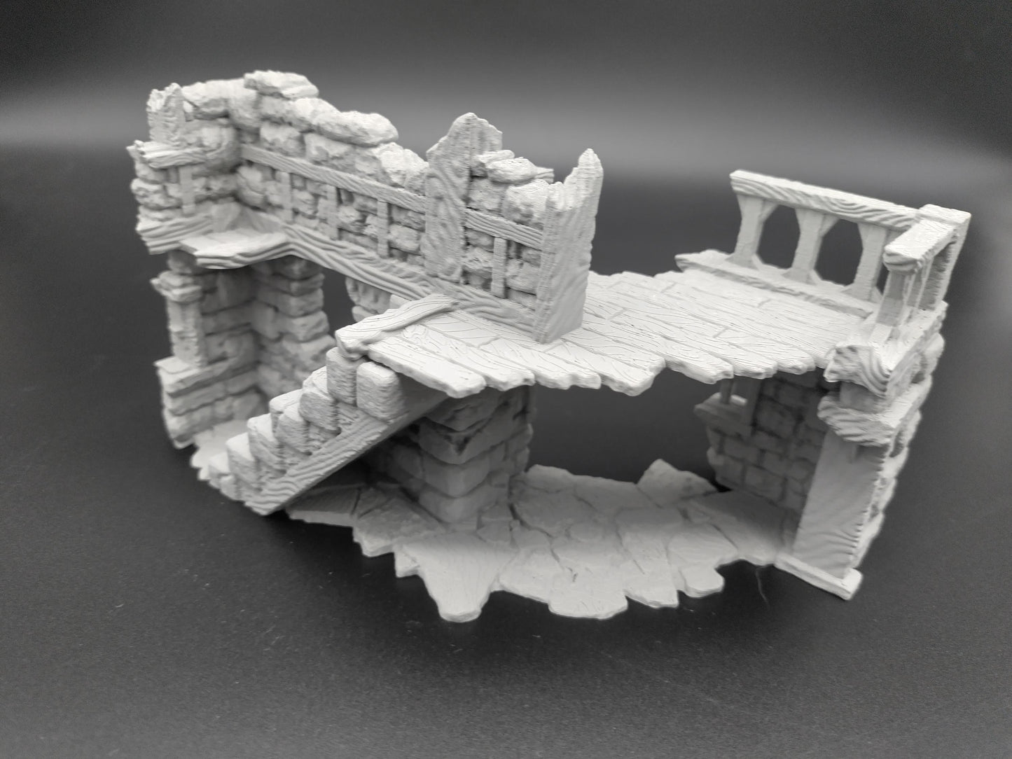 Ruined multi level house for 28mm scale with playable interior | 3D printed terrain | magnetisable | house 2 of the ruined village set