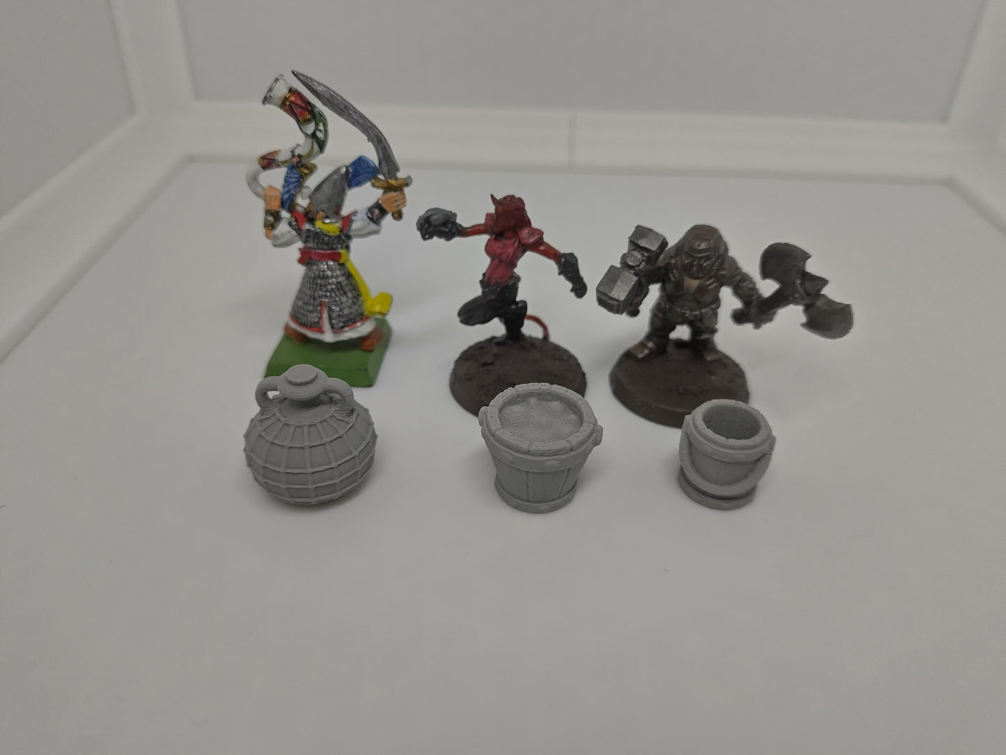 Miniature buckets, jars, buckets with oil  | scatter terrain | 3D printed
