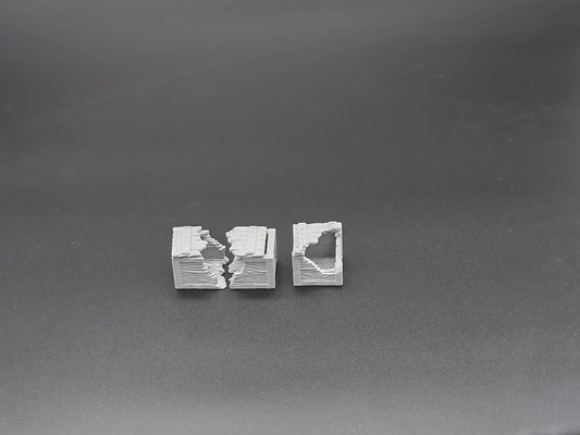 Broken miniature crates / boxes with ruined lids for miniature games  | 3D printed 28mm scale terrain