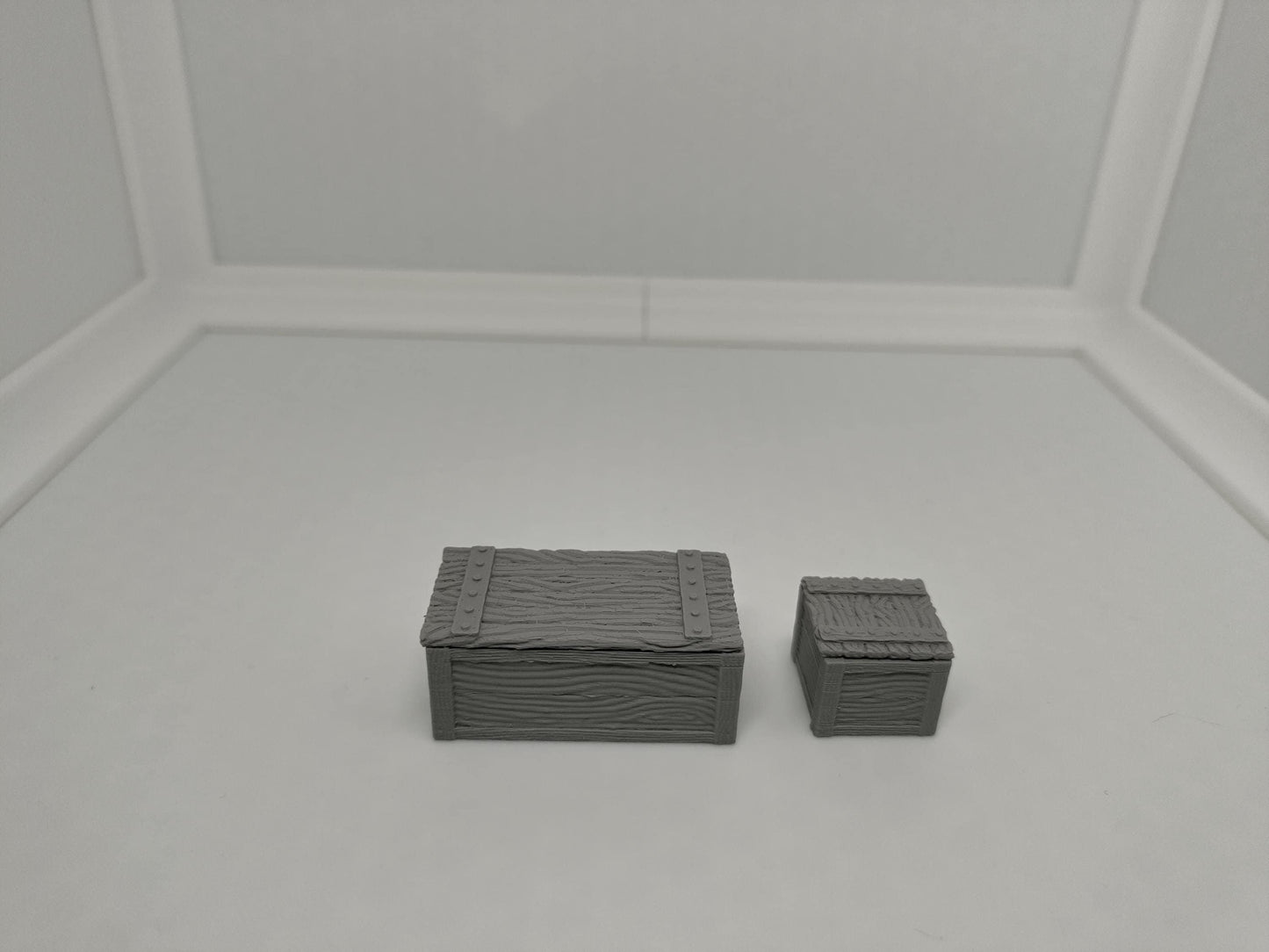 3D printed miniature crates / boxes with lid for miniature games  | scatter terrain