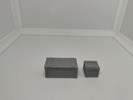 3D printed miniature crates / boxes with lid for miniature games  | scatter terrain