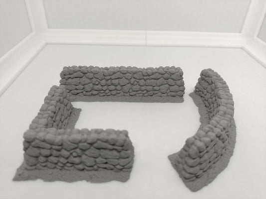 Stone walls for miniature games 3D printed | 28mm scale | scatter terrain