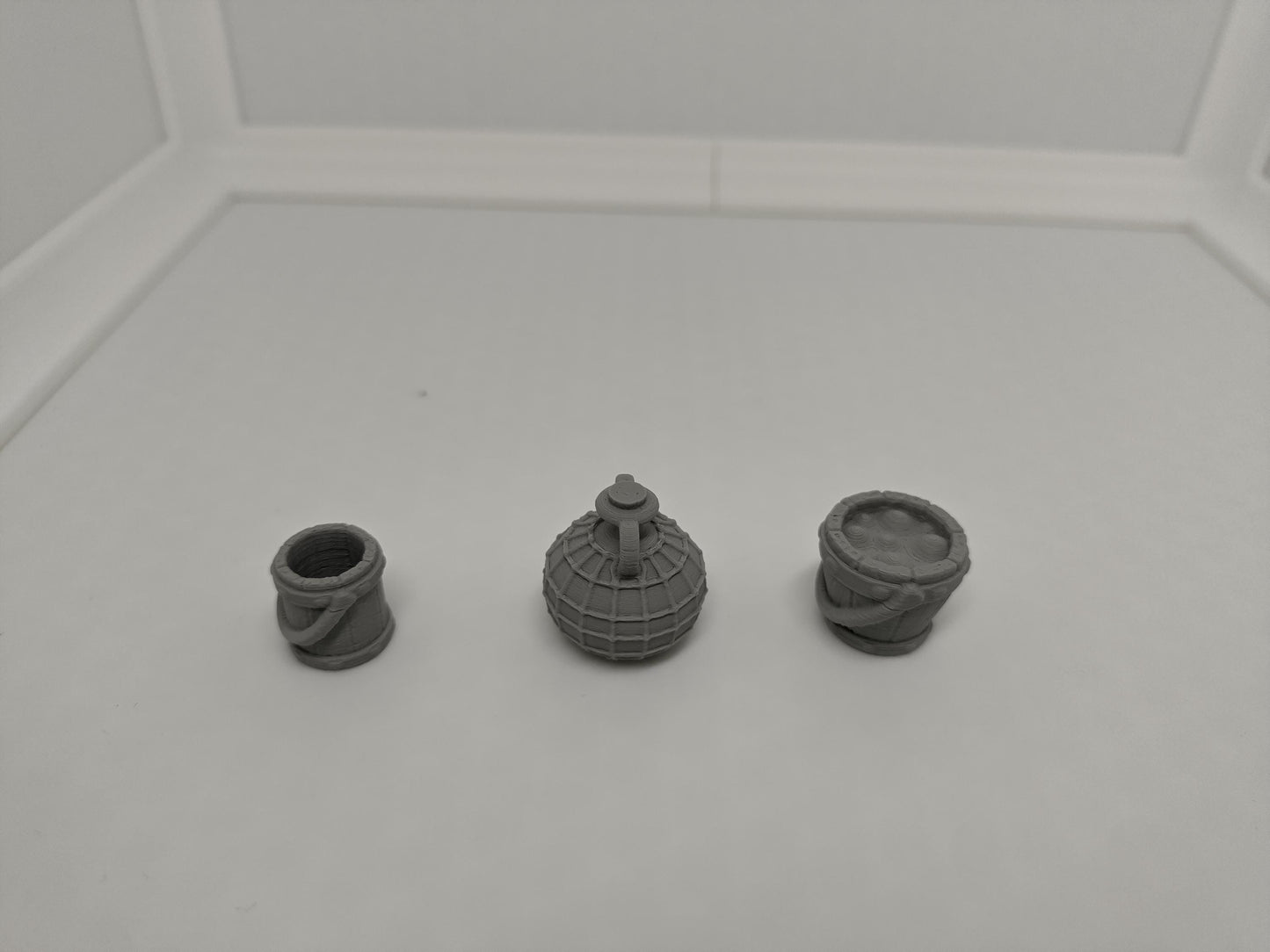 Miniature buckets, jars, buckets with oil  | scatter terrain | 3D printed