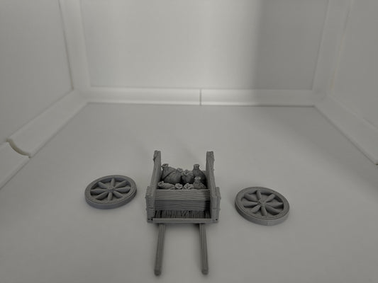 Miniature cart with 4 bundles of sacks | 3D printed terraing for tabeltop games & RPGs