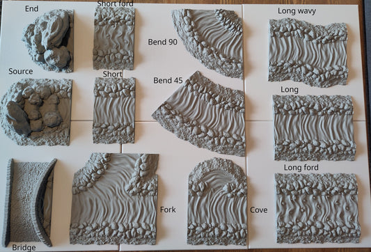 Modular river terrain for tabletop games & RPGS for 28mm scale