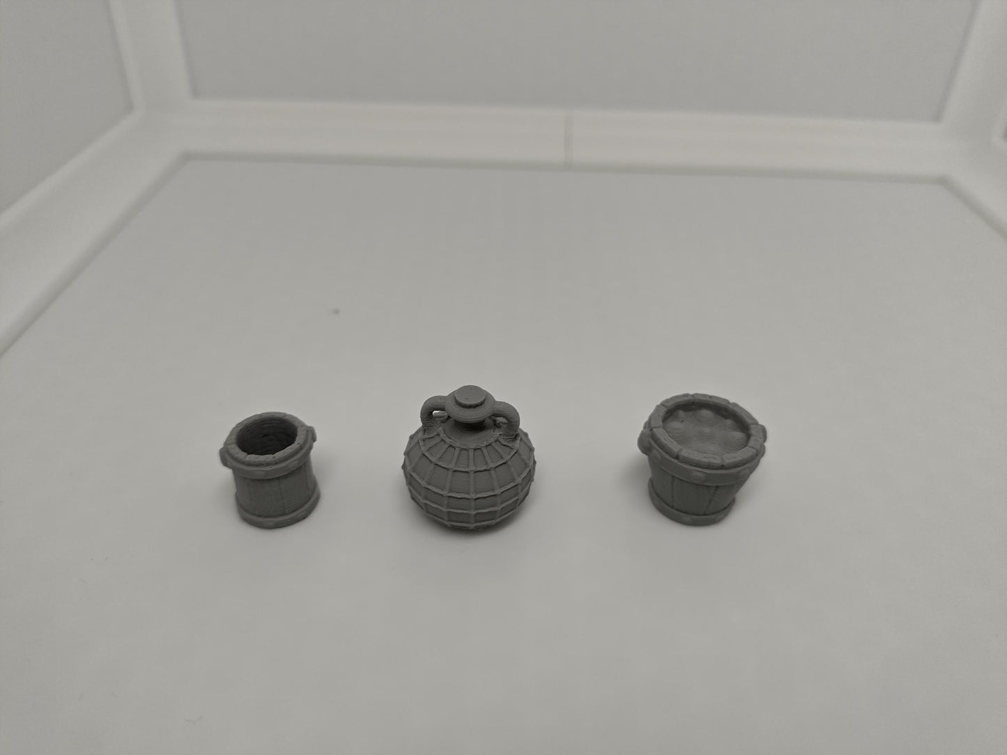 Miniature buckets, jars, buckets with oil  | scatter terrain | 3D printed