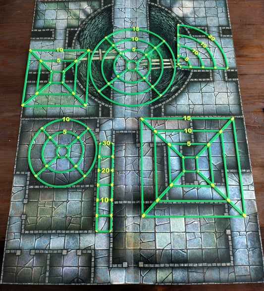 Area of effect spell templates, includes all 6 pieces | D&D