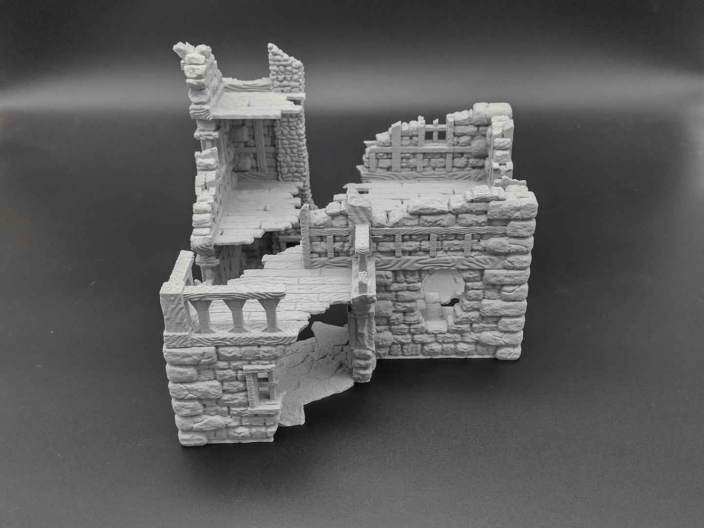 Ruined multi level house for 28mm scale with playable interior | 3D printed terrain | magnetisable | house 2 of the ruined village set