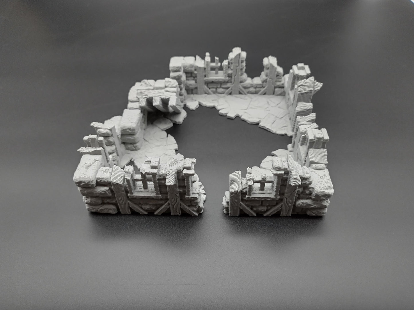 Ruined house for miniature games 3D printed | 28mm | scatter or area terrain | house 4 ground level