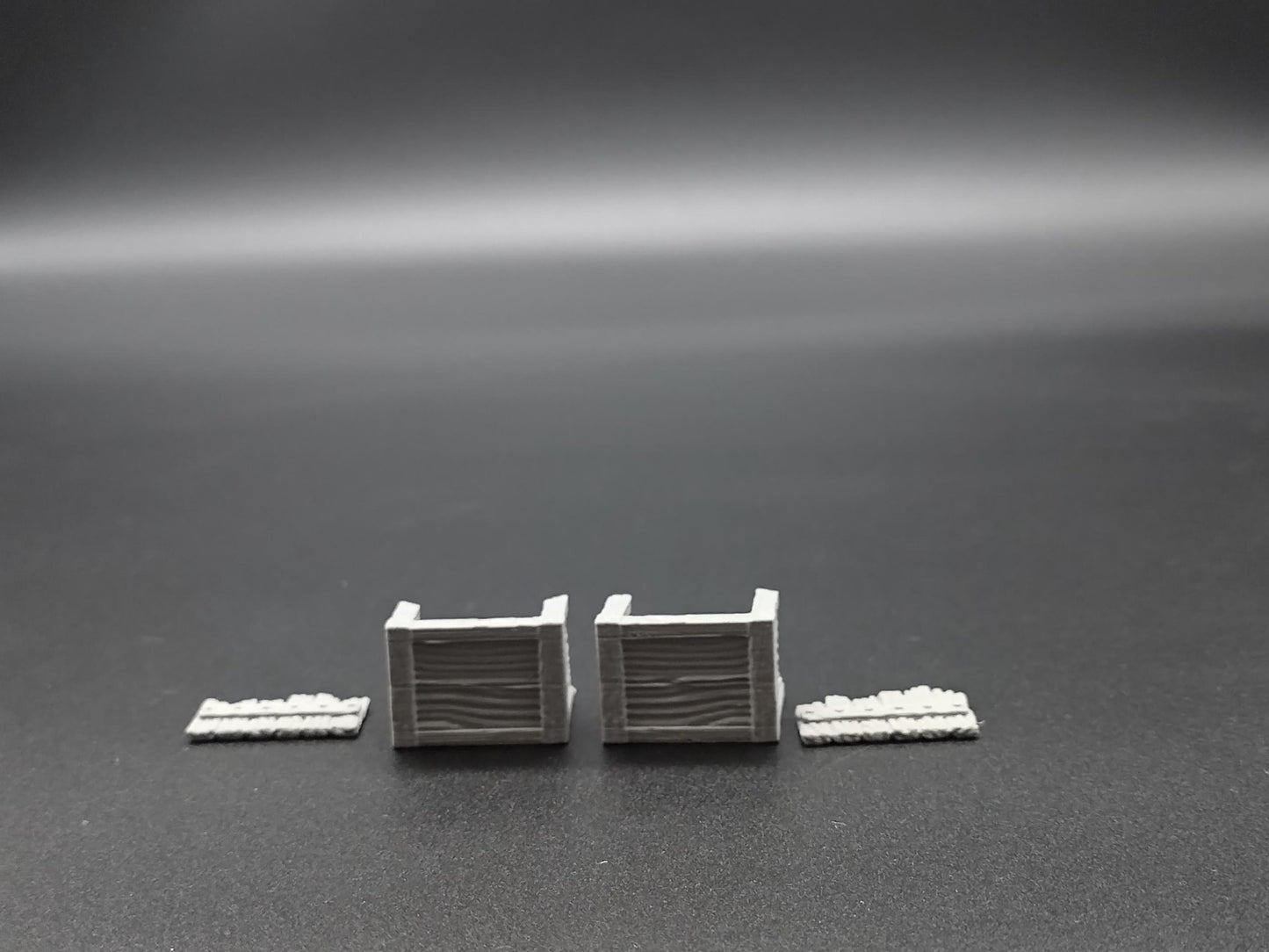 Broken miniature crates / boxes with ruined lids for miniature games  | 3D printed 28mm scale terrain