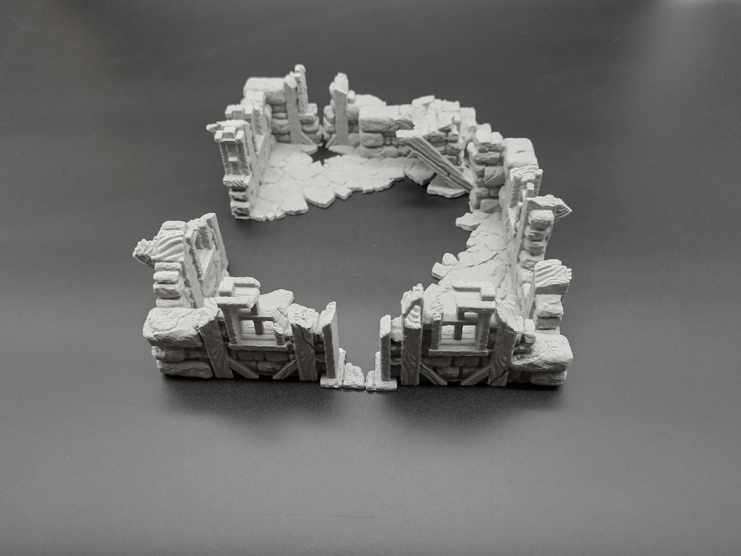 Ruined house for miniature games 3D printed | 28mm | scatter or area terrain | house 4 ground level