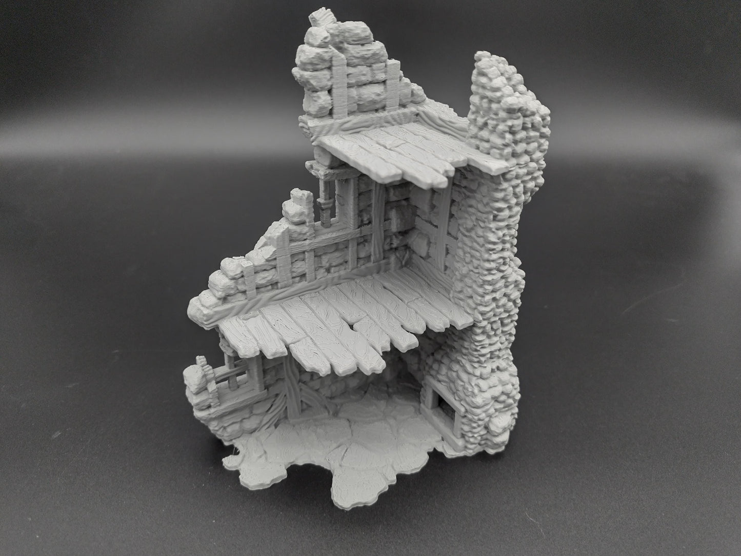 Ruined multi level house for 28mm scale with playable interior | 3D printed terrain | magnetisable | house 2 of the ruined village set