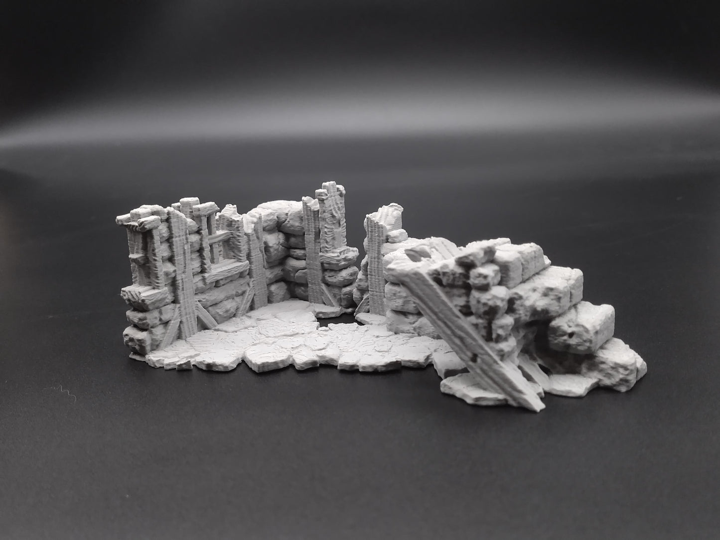 Ruined house for miniature games 3D printed | 28mm | scatter or area terrain | house 4 ground level