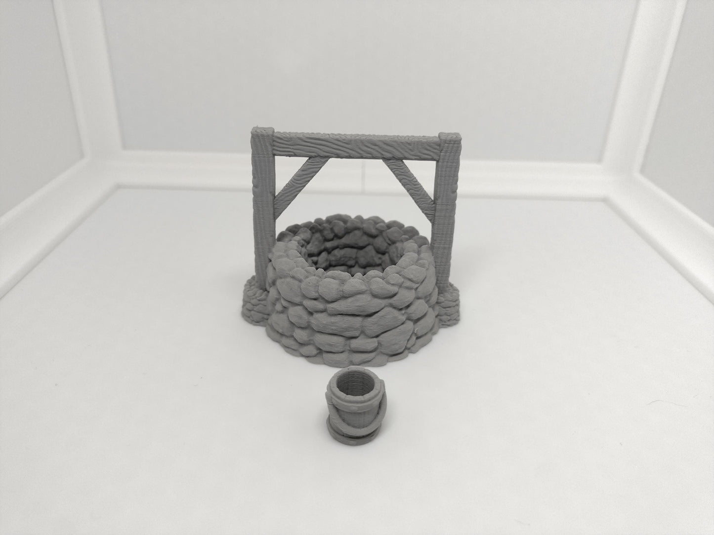 Stone well with a bucket for miniature games | 3D printed | scatter terrain