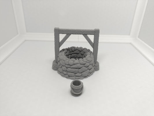 Stone well with a bucket for miniature games | 3D printed | scatter terrain