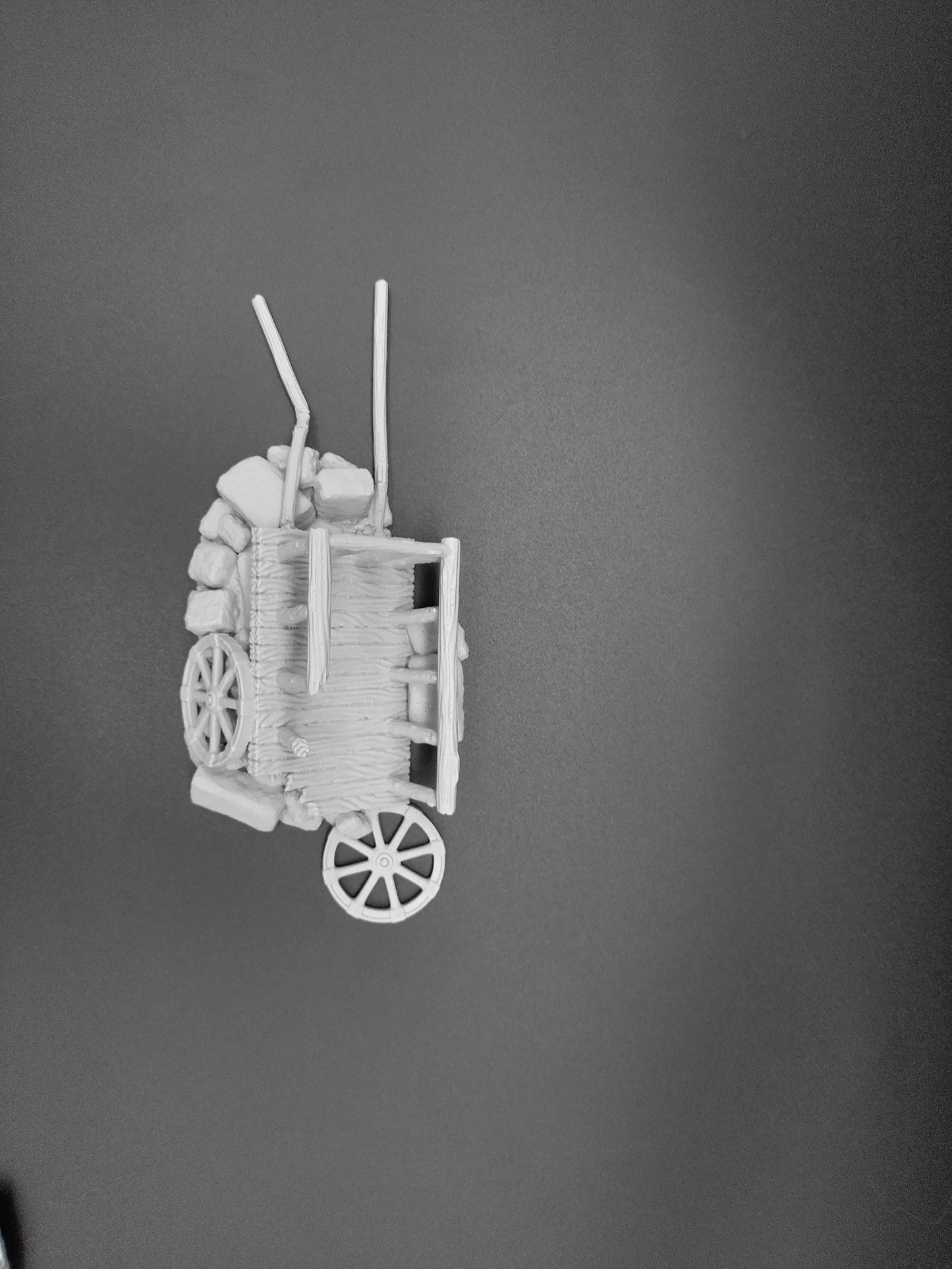 Broken cart on a pile of debris for miniature games 3D printed | 28mm | scatter terrain