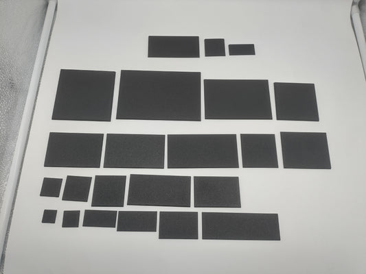 Square bases 20x20 mm to 100x150 mm for wargaming