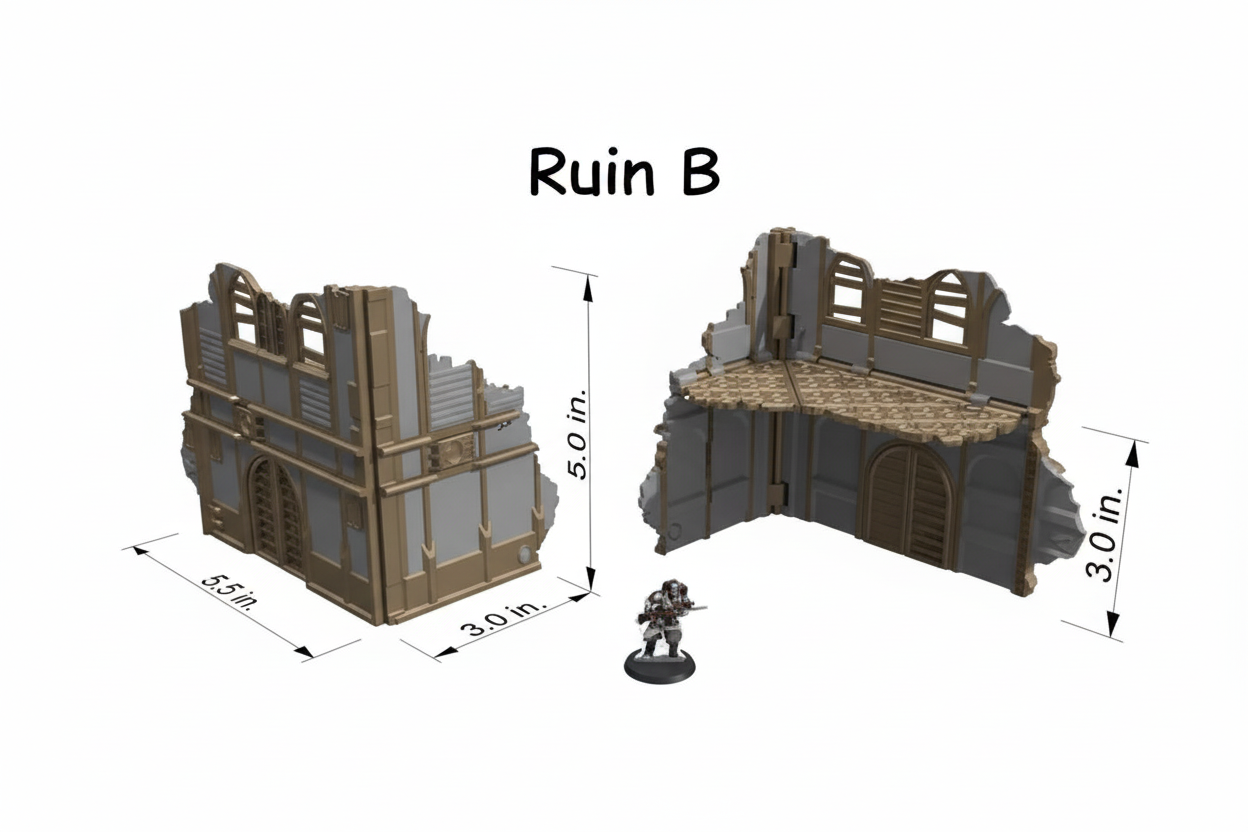 Ruin B terrain with label in Comic Sans