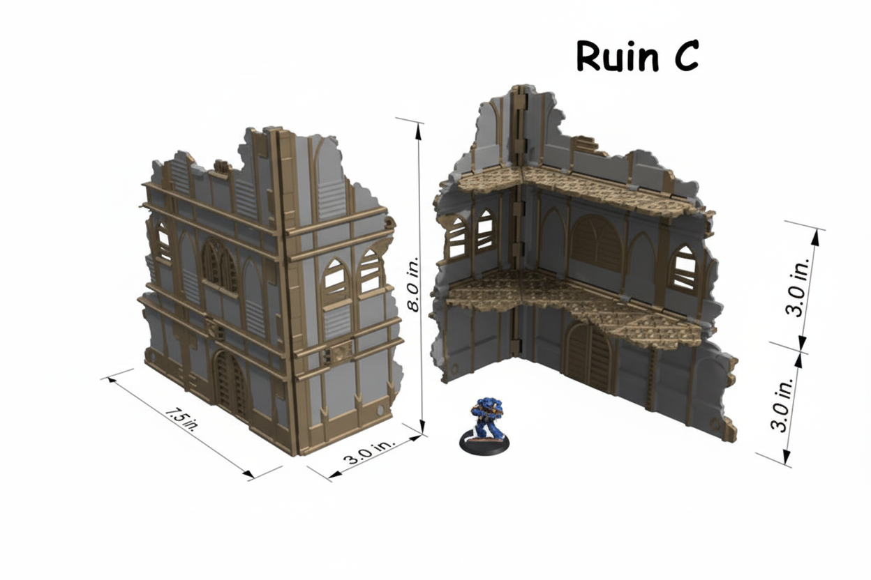 Ruin C terrain with label in black Comic Sans