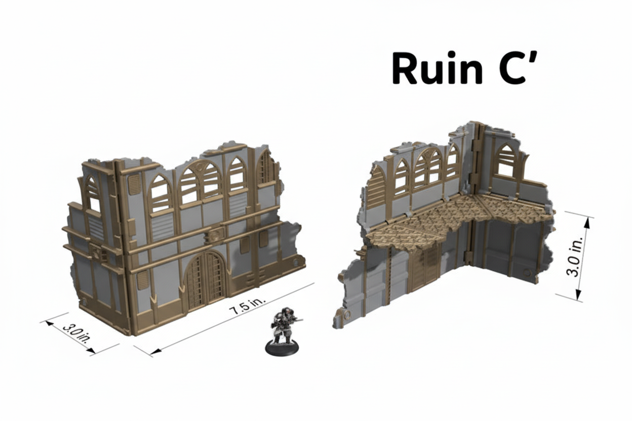Ruin C' terrain with label in black Comic Sans